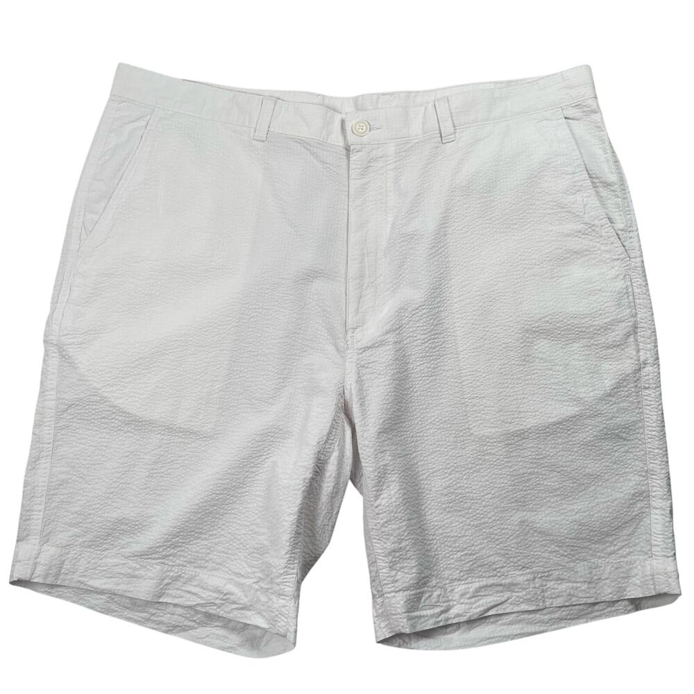 Roundtree & Yorke Shorts Mens‎ 40 White 100% Cotton Seersucker 9" Inseam